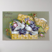  vogels in een mandje poster (Voorkant)