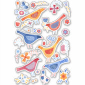 Vogels in een Natuur van de Waterverf van de tuin Sticker (Voorkant)