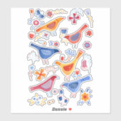 Vogels in een Natuur van de Waterverf van de tuin Sticker (Vel)