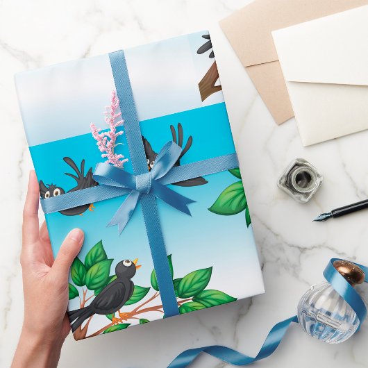 Vogels in een omlooppapier cadeaupapier