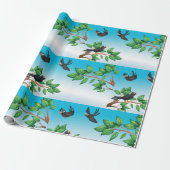 Vogels in een omlooppapier cadeaupapier (Uitgerold)