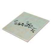 Vogels in een Row Rustic Green Music-achtergrond Tegeltje (Zijkant)