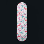 Vogels in een Waterverf van de Garden Modern Boho Persoonlijk Skateboard<br><div class="desc">Moderne Boho-waterverf schilderij van vogels in een tuin van felle oranje,  roze en blauwgroen wilde bloemen.</div>