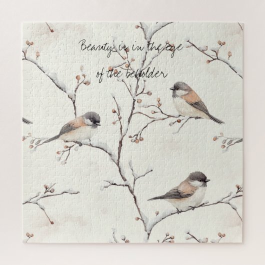 Vogels in een winterboom legpuzzel (Verticaal)