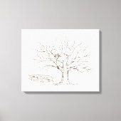 Vogels in eikenboom Harde vingerafdruksboek Canvas Afdruk (Voorkant)