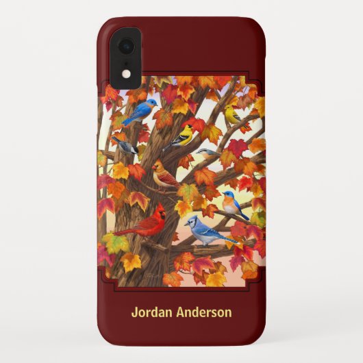 Vogels in Herfst Maple Tree Rood Case-Mate iPhone Case (Achterkant)