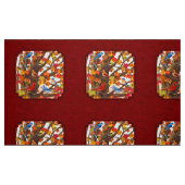 Vogels in Herfst Maple Tree Rood Stof (Fat Quarter)