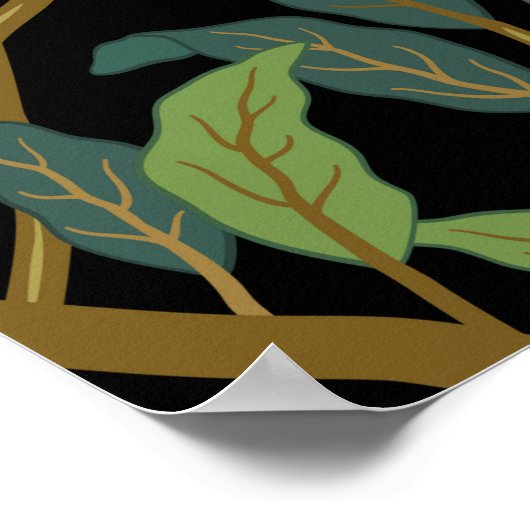 vogels in het loofgoed met vogels en zee van vruc poster (Hoek)