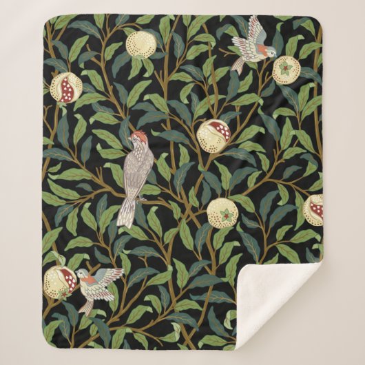  vogels in het loofgoed met vogels en zee van vruc sherpa deken (Voorkant)