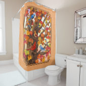 Vogels in het najaar van de mestboom douchegordijn (In situ)