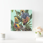 Vogels in het paradijs - grote vogels vierkante klok (Huis)