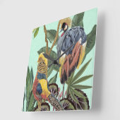 Vogels in het paradijs - grote vogels vierkante klok (Hoek)