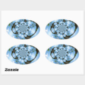 Vogels in het Paradise White en Blue Ovale Sticker (Vel)