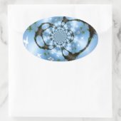 Vogels in het Paradise White en Blue Ovale Sticker (Tas)