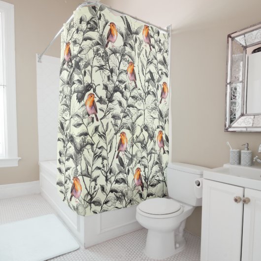 Vogels in het Trees-gordijn Douchegordijn (In situ)