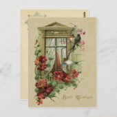 Vogels in het venster Best maakt reproductie moge Briefkaart (Voorkant / Achterkant)