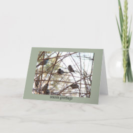 vogels in het wenskaart van de Struik Feestdagen Kaart