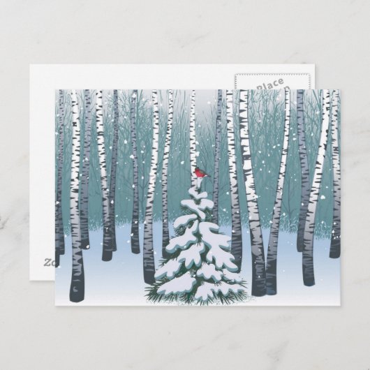 Vogels in het winterbos briefkaart (Voorkant / Achterkant)