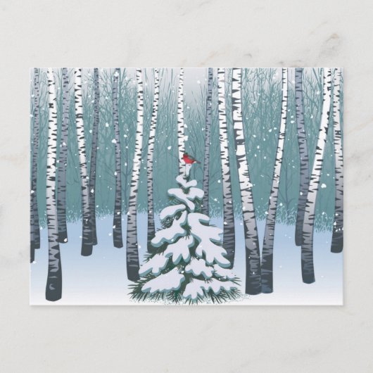 Vogels in het winterbos briefkaart (Voorkant)