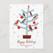 Vogels in Kerstboom Gelukkige Vakantie Familie Fot Briefkaart (Voorkant)