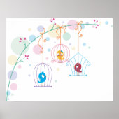 Vogels in kooien poster (Voorkant)