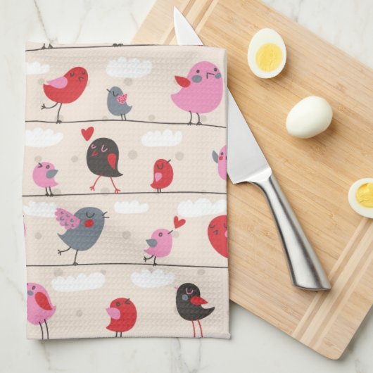 Vogels in liefde theedoek (Quarter Fold)