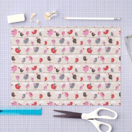 Vogels in liefde tissuepapier (Craft)