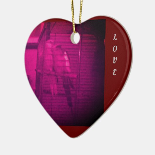 Vogels in Love Kerstmis Heart Ornament (Links)