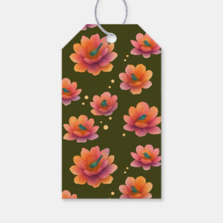 Vogels in magnolia's met donker olijfgroene achter cadeaulabel