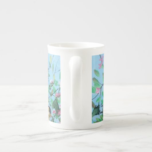 Vogels in Natuur geel / blauw Porselein Kop (Achterkant)