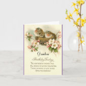 Vogels in Nest Birthday Wenskaart Kaart (Gele Bloem)