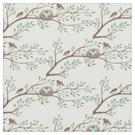 Vogels in Nest Spring Woodland Cute Baby Nursery Stof