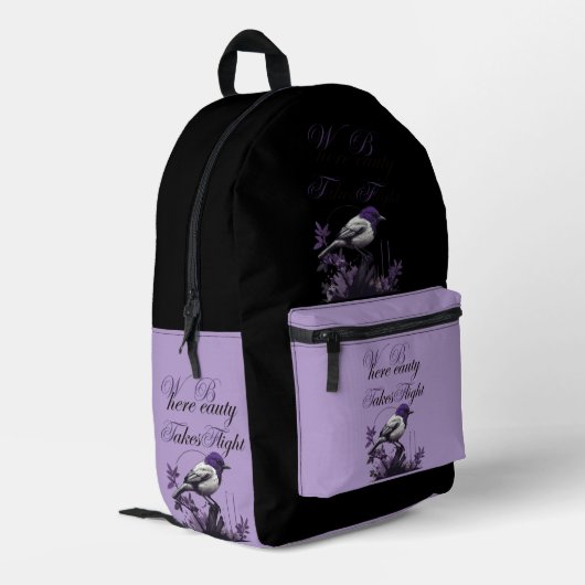 Vogels in perfecte harmonie | botanische scène bedrukte rugzak (Achterkant Hoek Links)