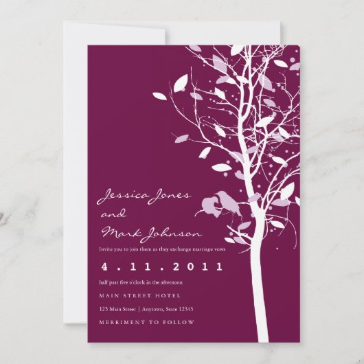 Vogels in pruimenboom met bladeren kaart (Voorkant)