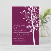 Vogels in pruimenboom met bladeren kaart (Staand voorkant)