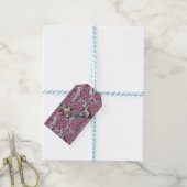Vogels in roze lila tuin cadeaulabel (Met Touw)