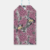 Vogels in roze lila tuin cadeaulabel (Achterkant)