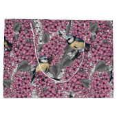 Vogels in roze lila tuin groot cadeauzakje (Achterkant)
