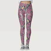 Vogels in roze lila tuin leggings (Voorkant)