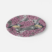 Vogels in roze lila tuin papieren bordje (Gekanteld)