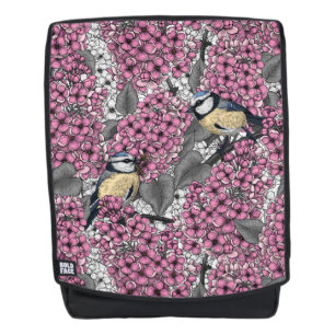 Vogels in roze lila tuin rugtassen