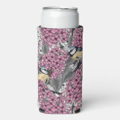 Vogels in roze lila tuin seltzer blikjeskoeler (Seltzer Voorkant)