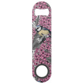 Vogels in roze lila tuin speed flessenopener (Achterkant)