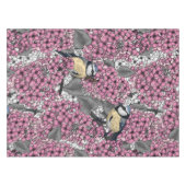 Vogels in roze lila tuin tafelkleed (Voorkant (Horizontaal))