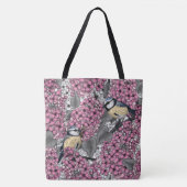 Vogels in roze lila tuin tote bag (Voorkant)