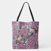 Vogels in roze lila tuin tote bag (Achterkant)