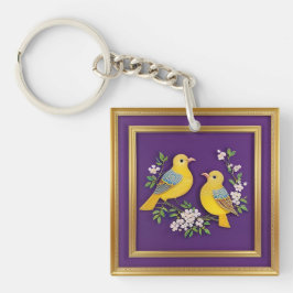 🕊️ Vogels in sierlijke gouden lijst als cadeau 🕊 Sleutelhanger