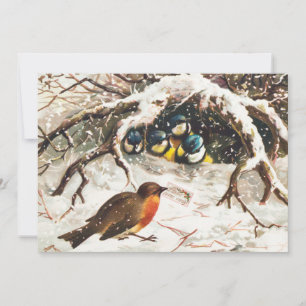 vogels in sneeuwkerst feestdagenkaart