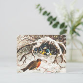  vogels in Sneeuwkerstvakantie Feestdagenkaart (Staand voorkant)