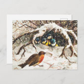  vogels in Sneeuwkerstvakantie Feestdagenkaart (Voorkant / Achterkant)